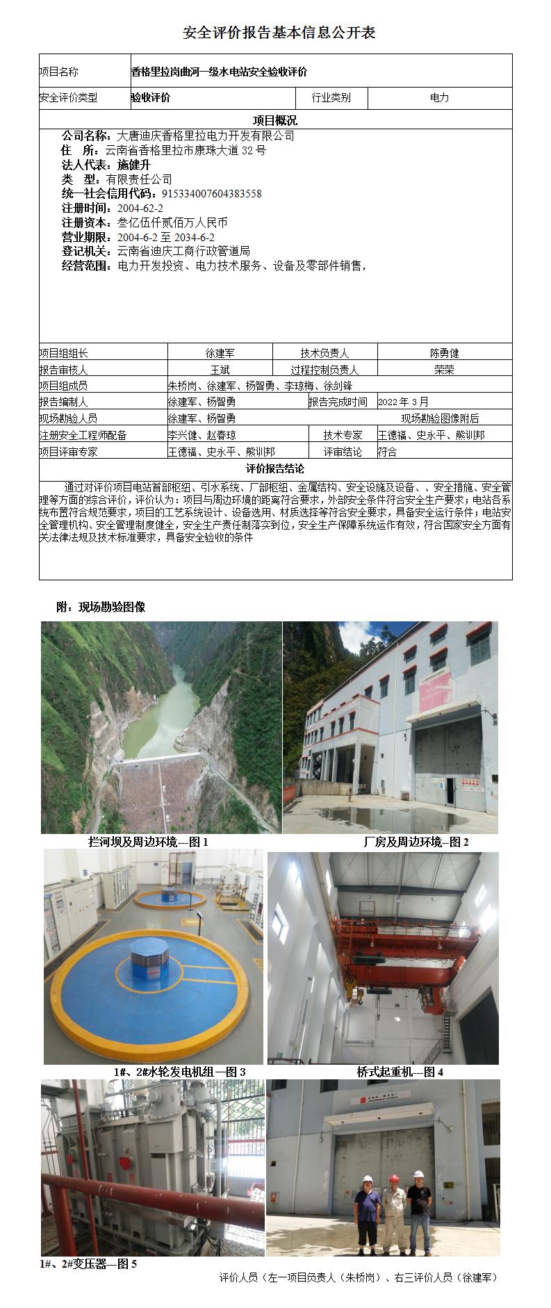 電站安全評價(jià)報(bào)告基本信息公開表